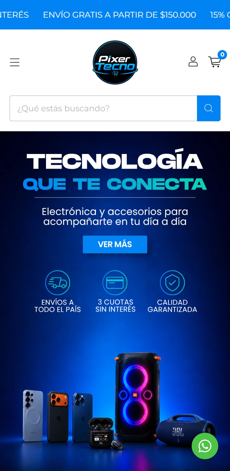 Tienda Pixer Tecno Store vista desde el celular